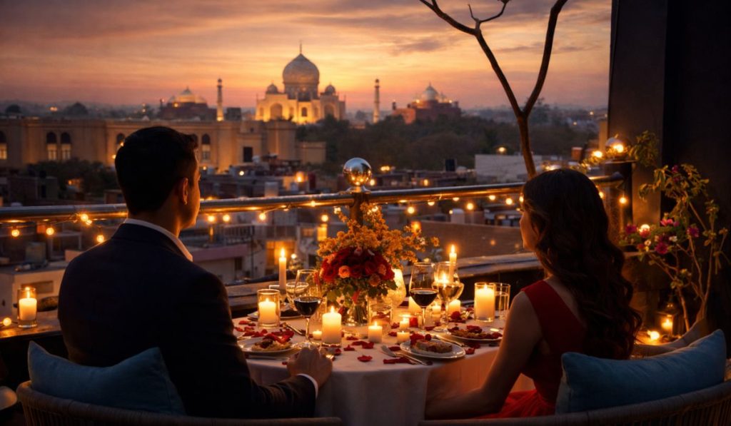 Romantic Dining and Rooftop Experiences Near Taj Mahal