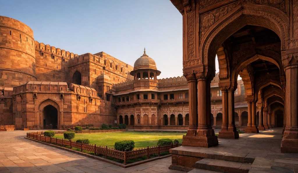 Agra Fort interior Mughal architecture historical place in Agra