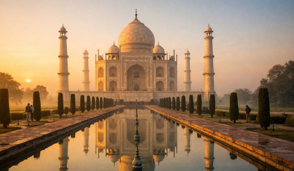 Taj Mahal sunrise view best time to visit Agra in one day