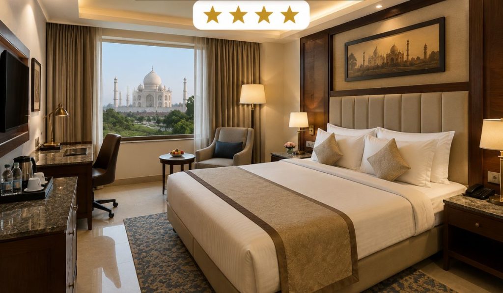 4-star hotel room with Taj Mahal view in Agra